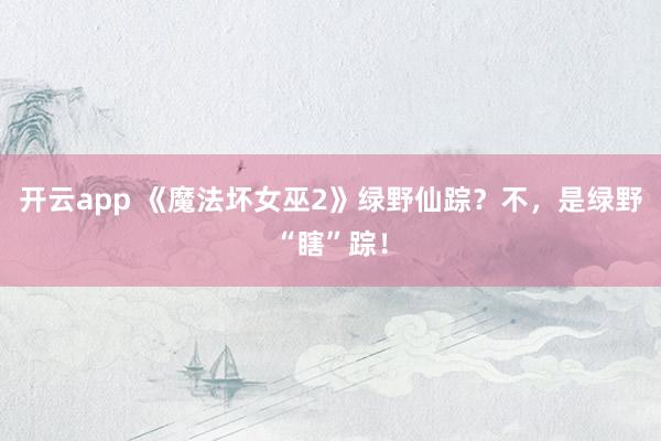 开云app 《魔法坏女巫2》绿野仙踪?不,是绿野“瞎”踪!