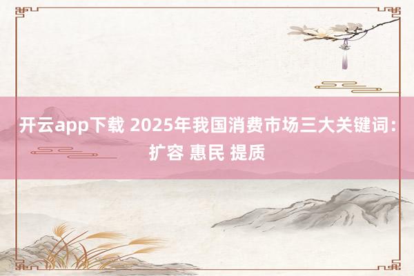 开云app下载 2025年我国消费市场三大关键词:扩容 惠民 提质
