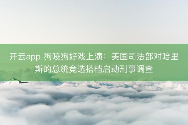 开云app 狗咬狗好戏上演:美国司法部对哈里斯的总统竞选搭档启动刑事调查