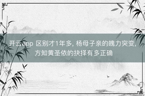 开云app 区别才1年多， 杨母子亲的魄力突变， 方知黄圣依的抉择有多正确