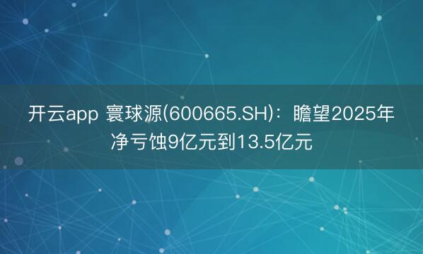 开云app 寰球源(600665.SH):瞻望2025年净亏蚀9亿元到13.5亿元