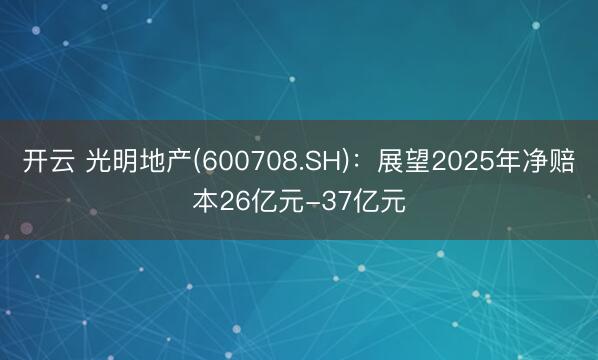 开云 光明地产(600708.SH)：展望2025年净赔本26亿元-37亿元