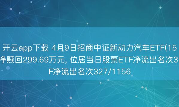开云app下载 4月9日招商中证新动力汽车ETF(159183)遭净赎回299.69万元， 位居当日股票ETF净流出名次327/1156