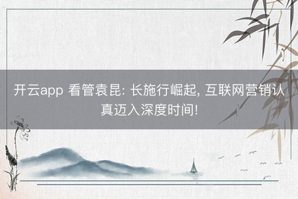 开云app 看管袁昆: 长施行崛起， 互联网营销认真迈入深度时间!