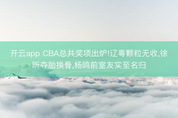 开云app CBA总共奖项出炉!辽粤颗粒无收，徐昕夺胎换骨，杨鸣前室友实至名归