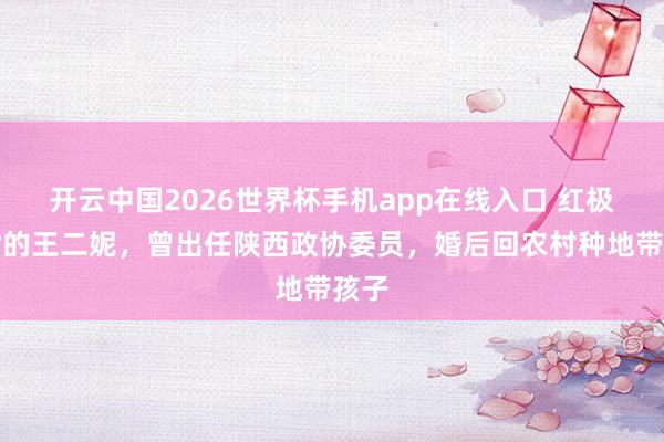 开云中国2026世界杯手机app在线入口 红极一时的王二妮,曾出任陕西政协委员,婚后回农村种地带孩子