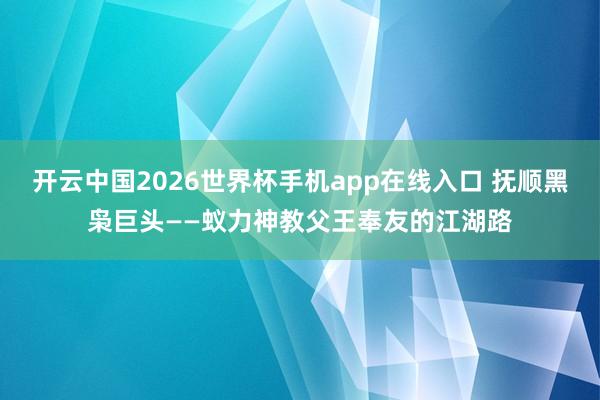 开云中国2026世界杯手机app在线入口 抚顺黑枭巨头——蚁力神教父王奉友的江湖路