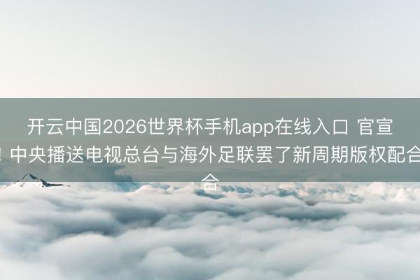 开云中国2026世界杯手机app在线入口 官宣! 中央播送电视总台与海外足联罢了新周期版权配合