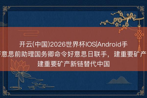 开云(中国)2026世界杯IOS|Android手机app下载 好意思前助理国务卿命令好意思日联手,建重要矿产新链替代中国