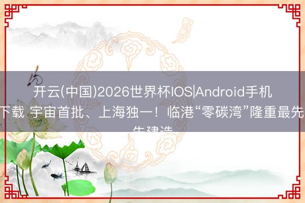 开云(中国)2026世界杯IOS|Android手机app下载 宇宙首批、上海独一!临港“零碳湾”隆重最先建造