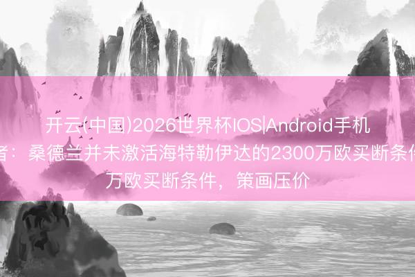 开云(中国)2026世界杯IOS|Android手机app下载 记者:桑德兰并未激活海特勒伊达的2300万欧买断条件,策画压价