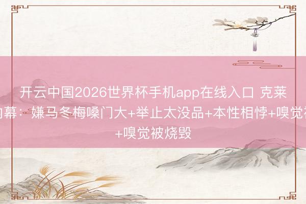 开云中国2026世界杯手机app在线入口 克莱离异内幕:嫌马冬梅嗓门大+举止太没品+本性相悖+嗅觉被烧毁